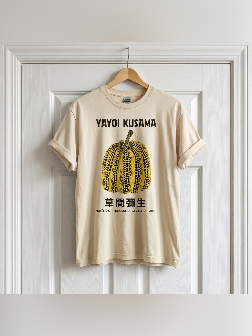 Yayoi Kusama Pumpkin Museum Cream Beige Art Aesthetic Graphic T-Shirt
